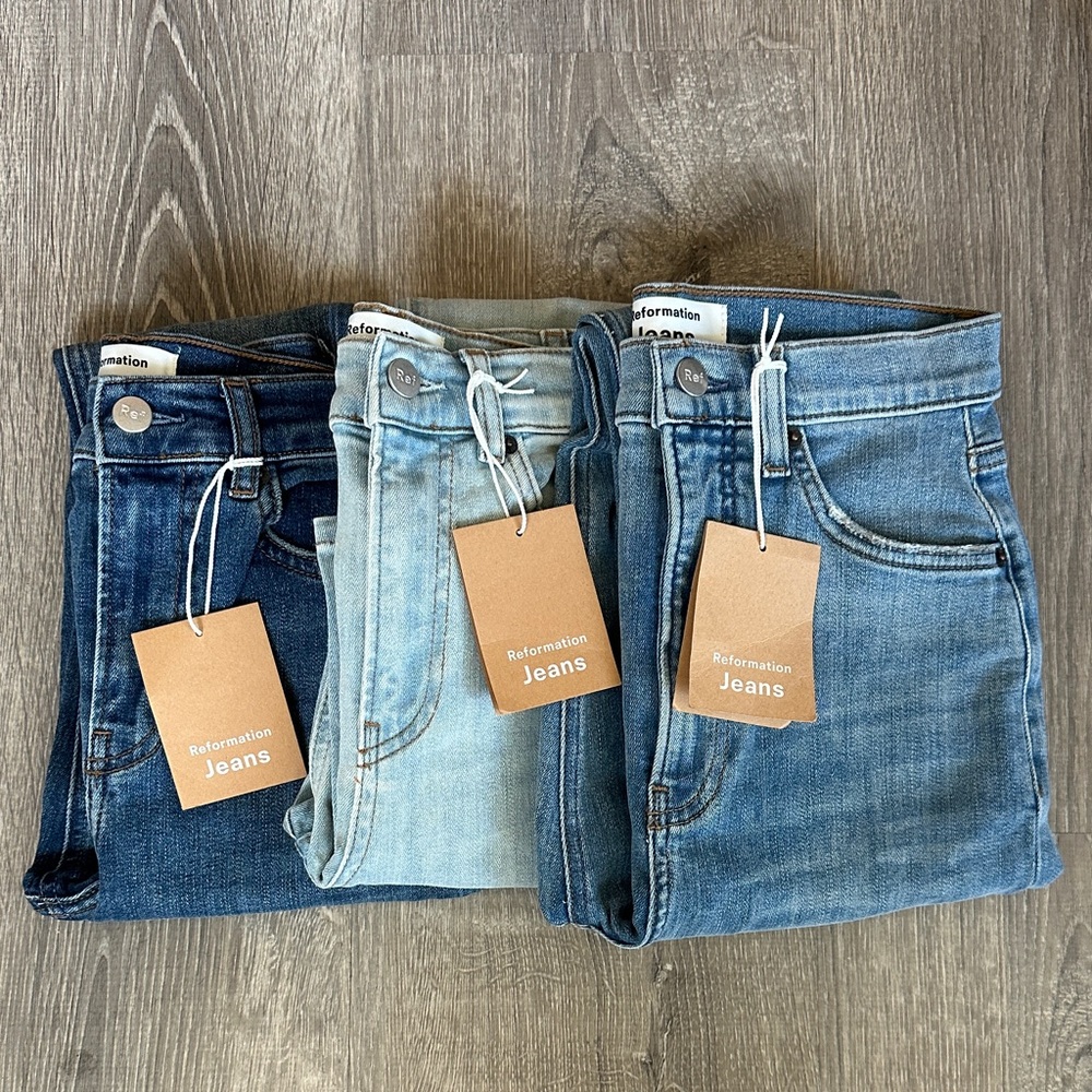 Reformation NWT Denim Bundle - Size 23 + 24 - Picture 1 of 16